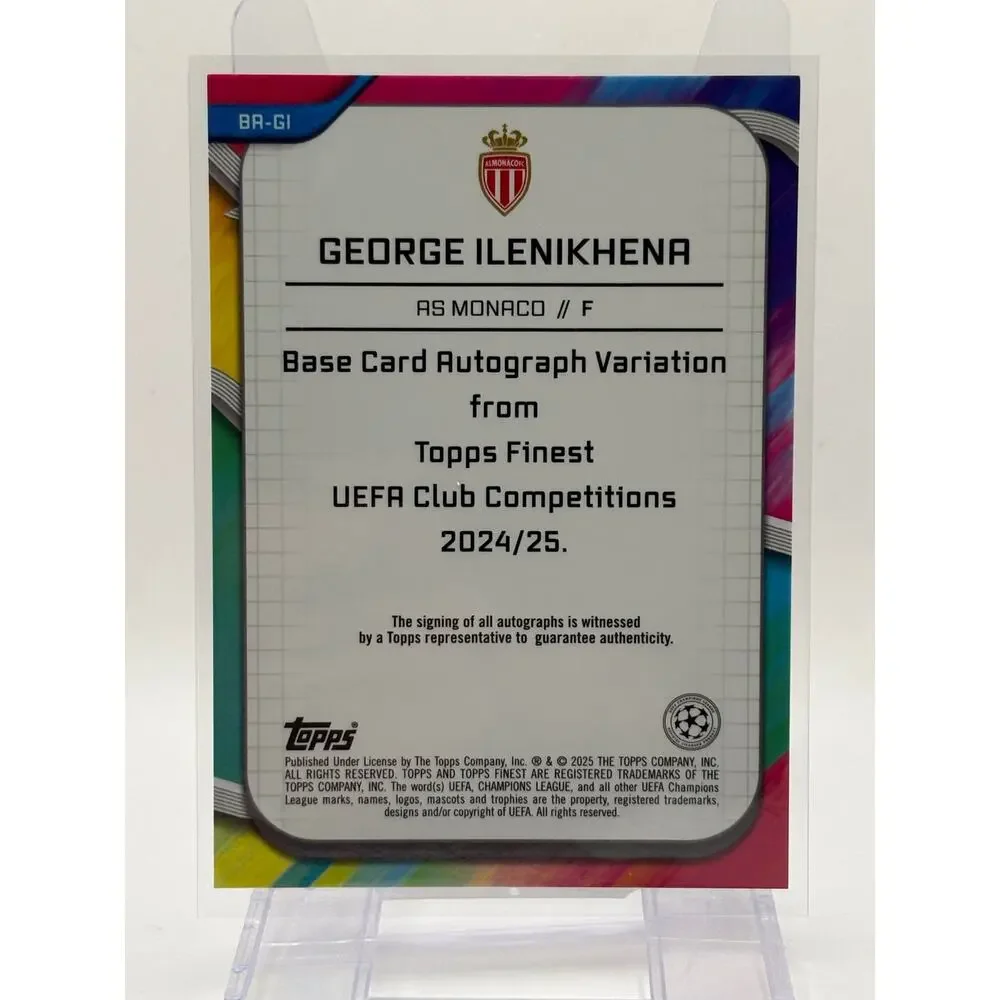 2024-25 Topps Finest UEFA GEORGE ILENIKHENA Rookie Orange Auto 21/25 SP RC - Picture 2 of 2